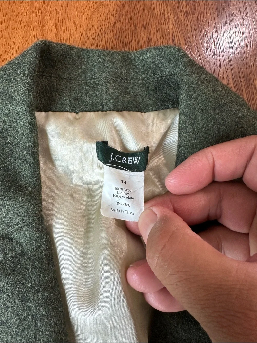 Vtg Y2K J.Crew Robert Noble 100% Scottish Wool Green Herringbone Blazer Sz T4